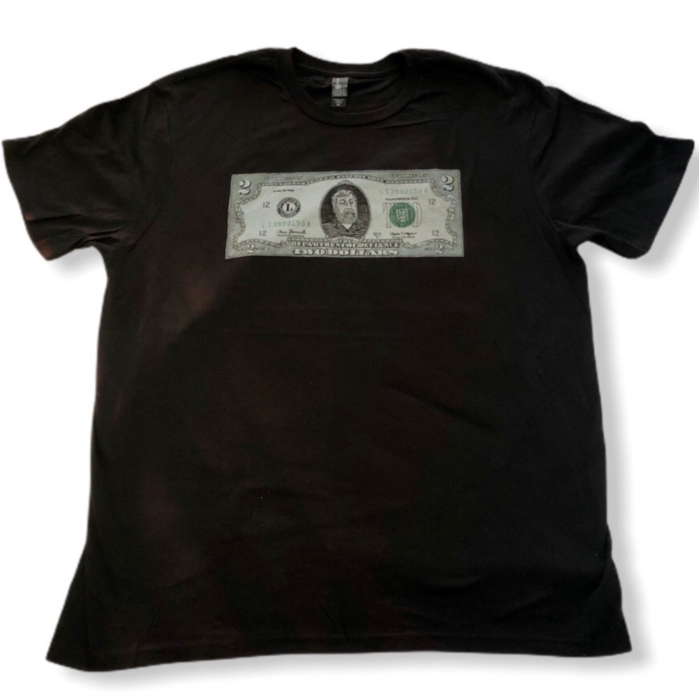 Steve Wozniak The Department of Defiance $2 Bill Novelty Graphic Tshirt Black XL